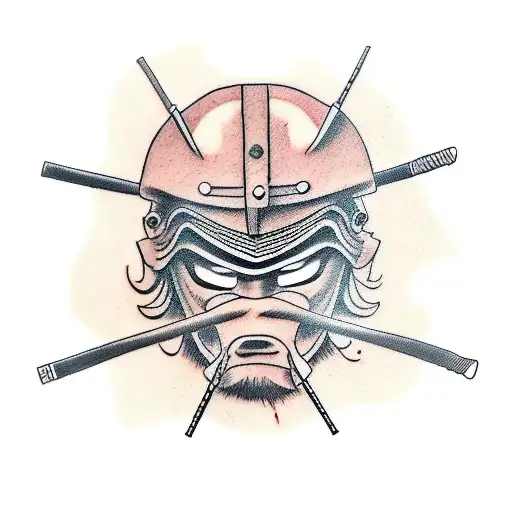 Gi Helmet Japanese Warrior Mask Burning Cigar