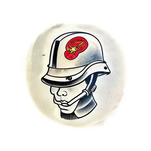 Wwii Gi Helmet Japanese Warrior Mask Burning Cigar