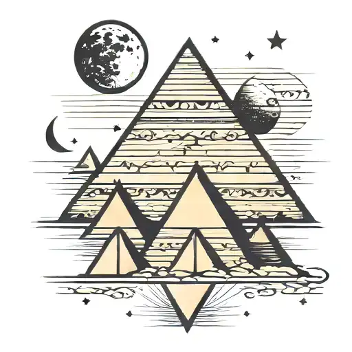 Pyramids And Moon