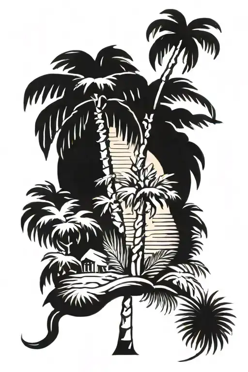 Palm Tree And Pine Tree