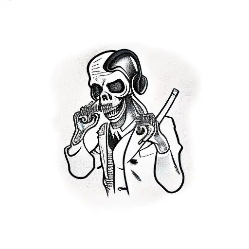 A Grim Reaper Wearing Headphones And Listening To Trap Music