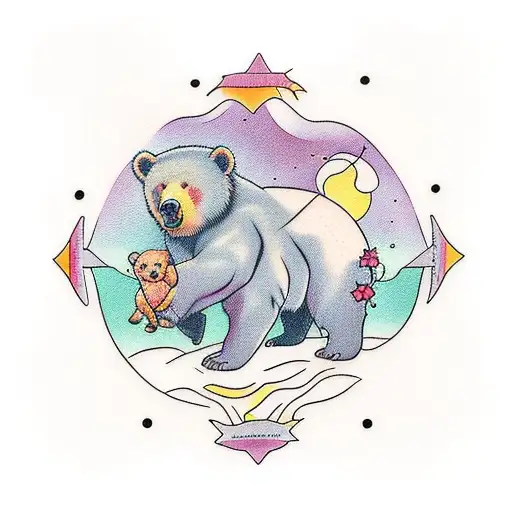 Ursa Minor With Walking Baby Bear Overlay