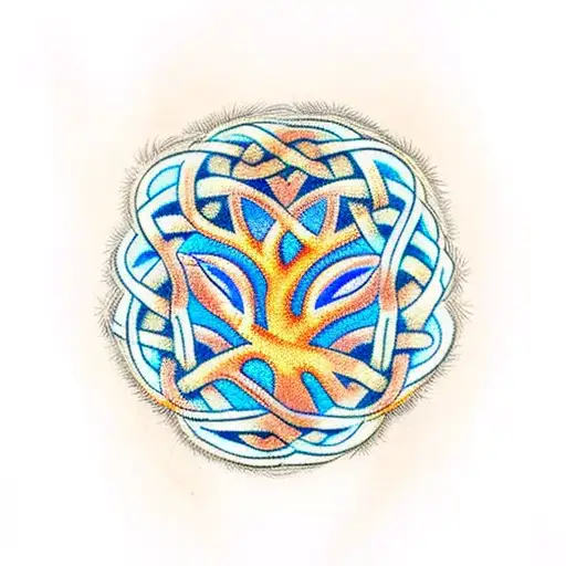A Majestic Tree Of Life Intertwined With Celtic Knotwork