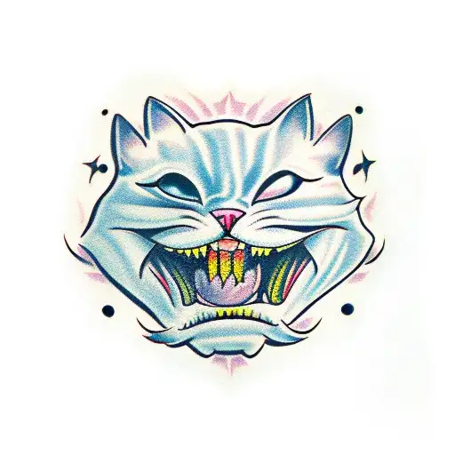 Psychodelic Open Mouth Evil Dark Cat