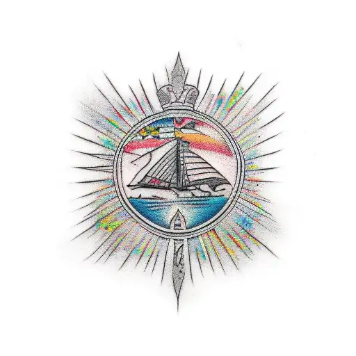 Classic New Zealand Tatoo Design Combine With Colourfull Peacock