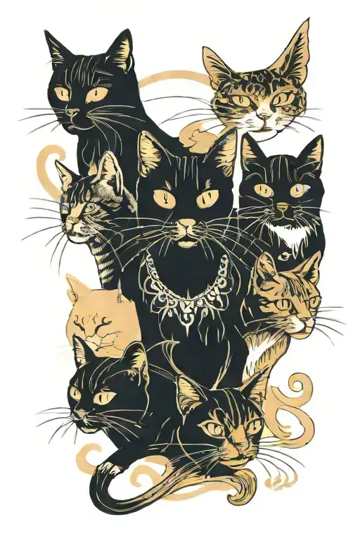 Nine Cats Each Different Types And Designs To Symbolically Show 9 Lives