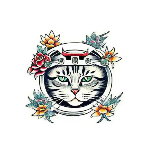 Cat - Samurai Flowers