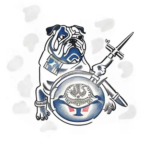 Fighting Bulldog With Crossed Cannons And Eagle Globe And Anchor Usmc