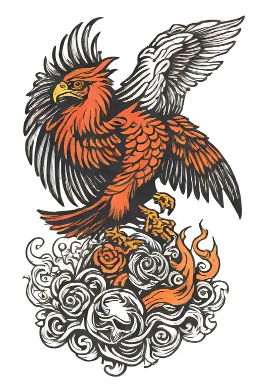 Fireman And Phoenix Bird