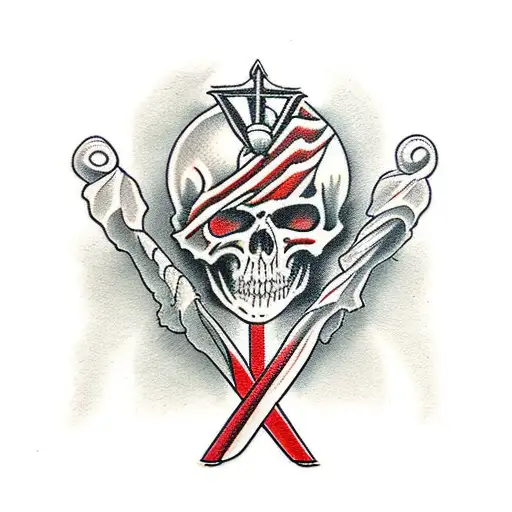 Black And Red Skeleton American Traditional Justice Tarot Card