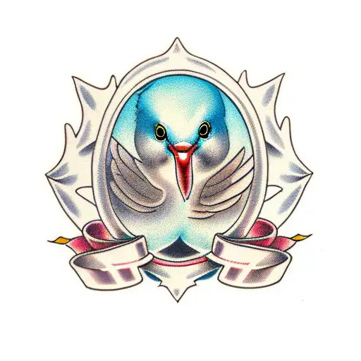 Dove With Ribbon In Mouth