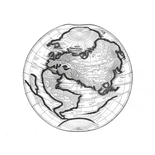 A Sketch-style World Map With A Snake Coiled Around It