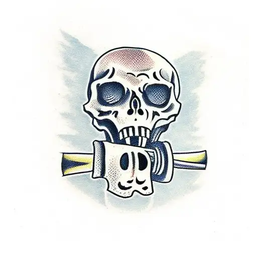 A Skeleton Holding Dual Katanas Up