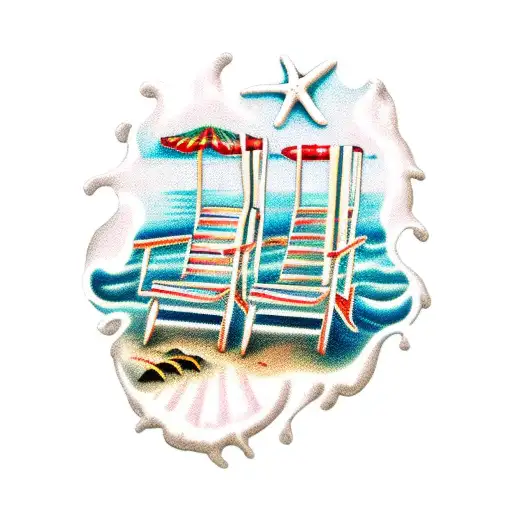 Two Beach Chairs Looking At Ocean