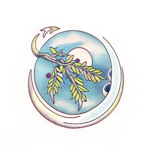 Moon With Olive Branch