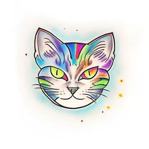 Small Black Cat With Rainbow