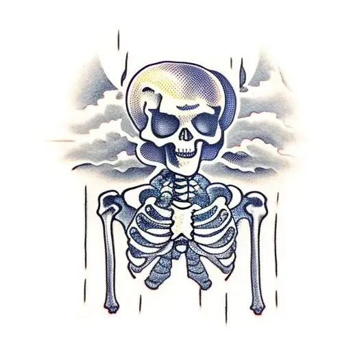 Skeleton With A Grey Cloud Above