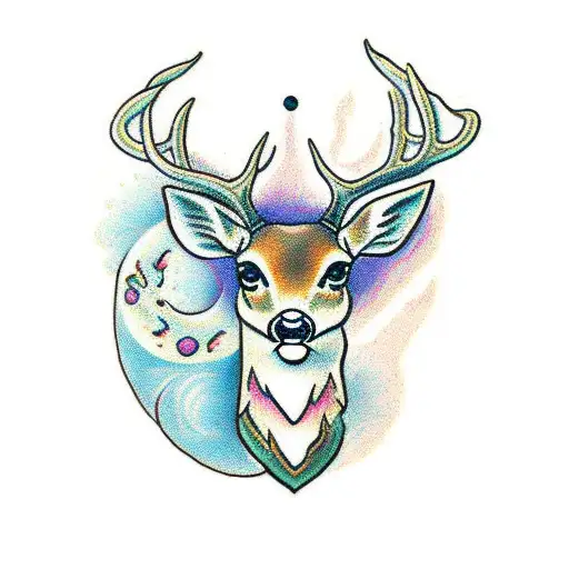 Deer With Zodiacal Sign Cancer And Pisces