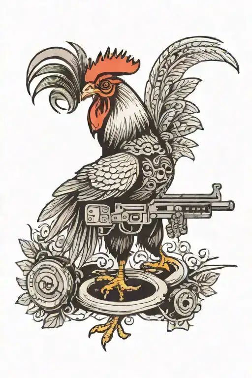 Rooster Carrying A Machine Gun