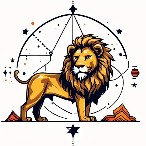 Lion With Geometry And Space