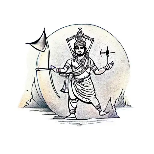 Sri Ram With Bow And Arrow With A Compass And Explorer Theme
