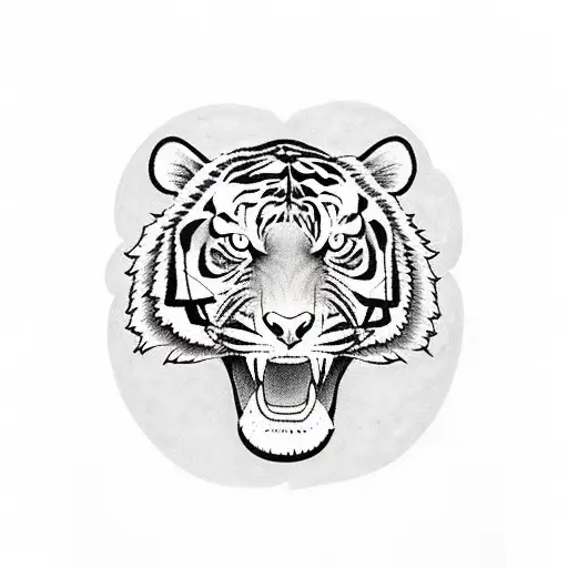 Full Body Tiger Old School Black And Grey