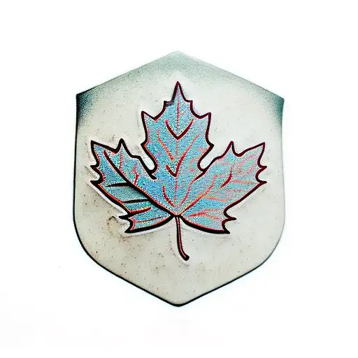 A Curling Stone With A Maple Leaf Pattern And A Police Badge Incorporated Into The Design