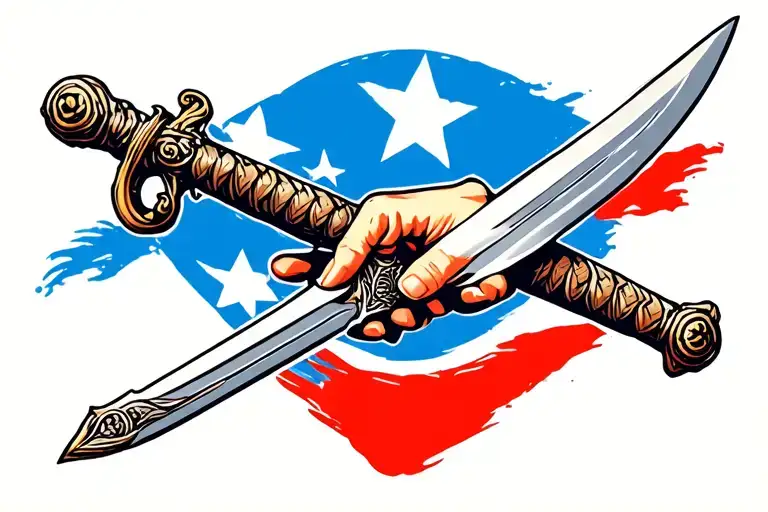 The Hand Holding The Hilt Of A Sword Going