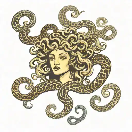 Medusa Greek Mythology Tattoo With Snakes