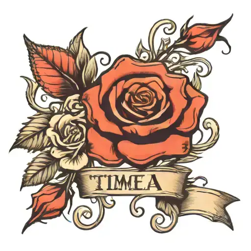 Rose And Thorns Wrapped Around The Name Timea