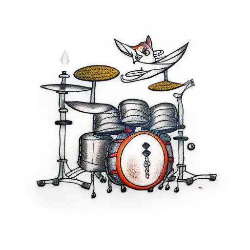 Ginger Cat Playing Drums