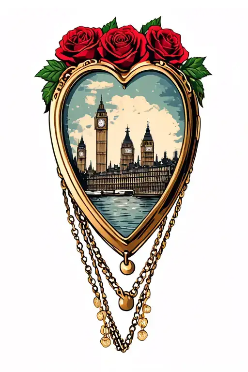 Heart Locket With Roses And The London Skyline
