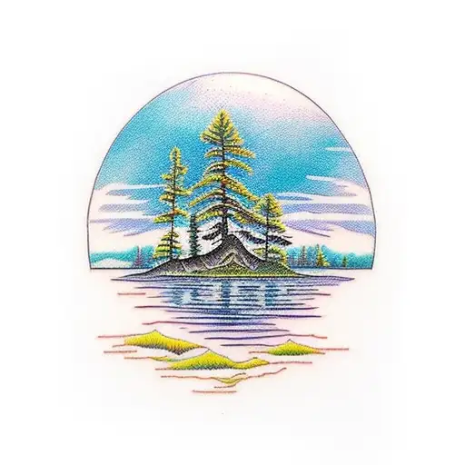 Lake With Pine Strong Tree And A Goodes