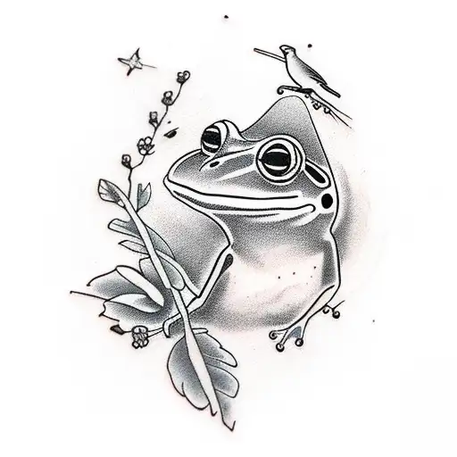 Frog And Cardinal Bird