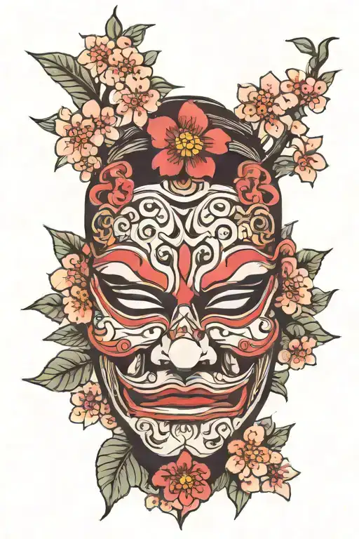 Hanya Mask With Cherry Blossom Tree