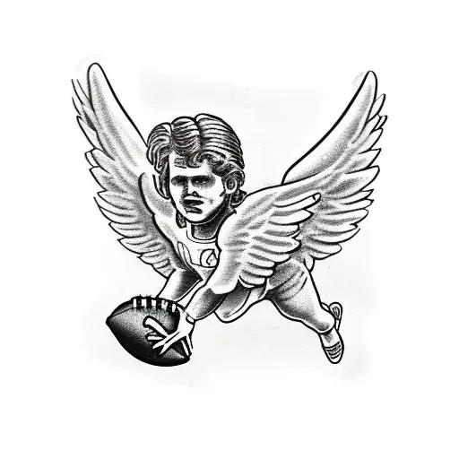 Roman Angel Playing American Football