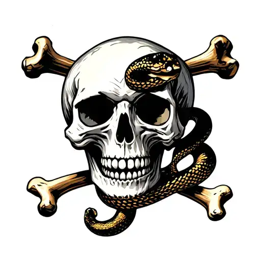 Skull With A Snake And Bone Through Its Face