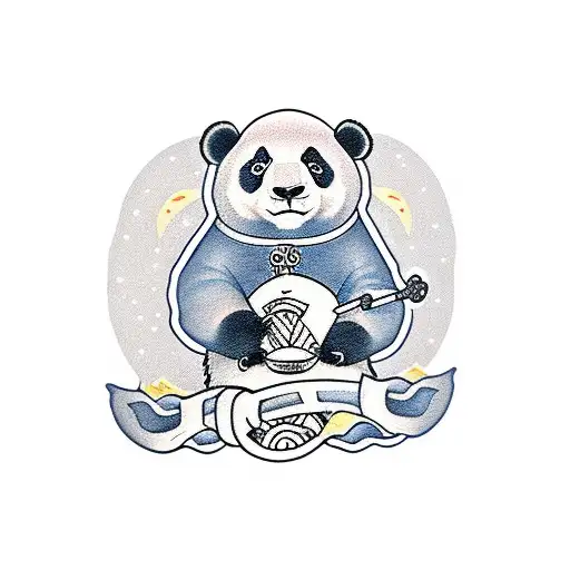 Cute Panda With Bamboo