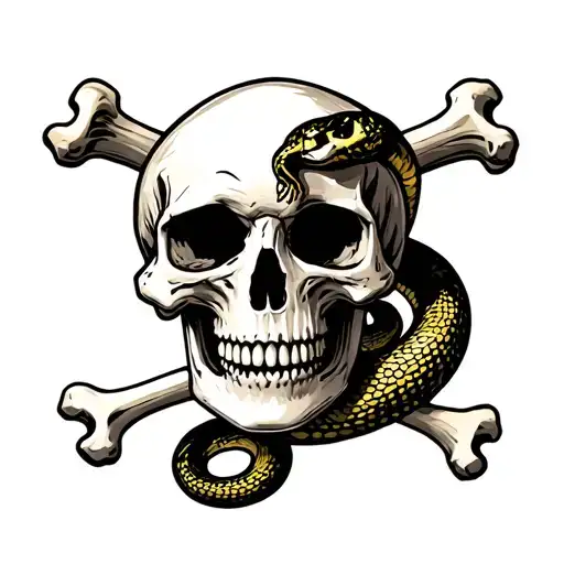 Skull With A Snake And Bone Through Its Face