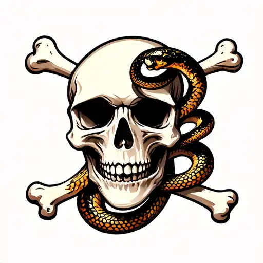 Skull With A Snake And Bone Through Its Face