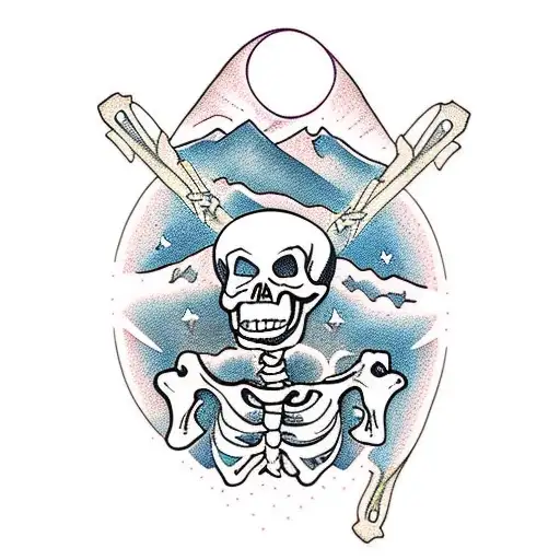 Skeleton Hiking In The Mountains On A Trail