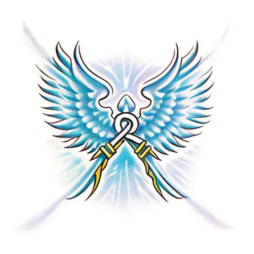 The Word Elixx In The Middle Of Two Angel Wings