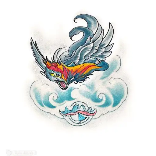 Gato Negro Con Un Phoenix A Color Detras