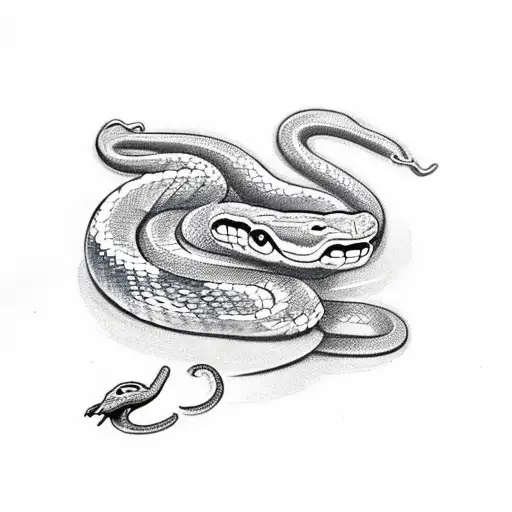 Snake Ripping Off Its Own Tail In A Circular Position