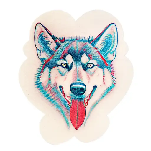 Red Husky Silhouette With Butterfly On Its Nose