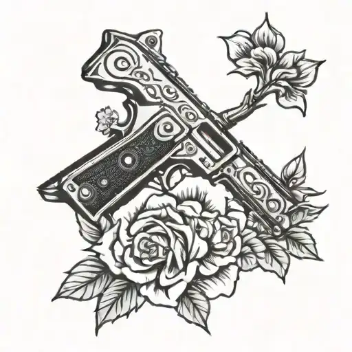 Gun And Flowers