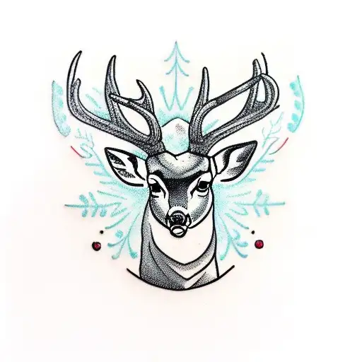 Male Deer With With Floral Design