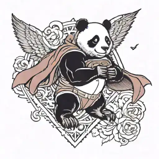 Panda With Superman Like Red Cape