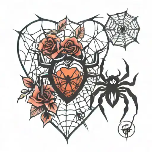 Spider And Web Heart Shaped