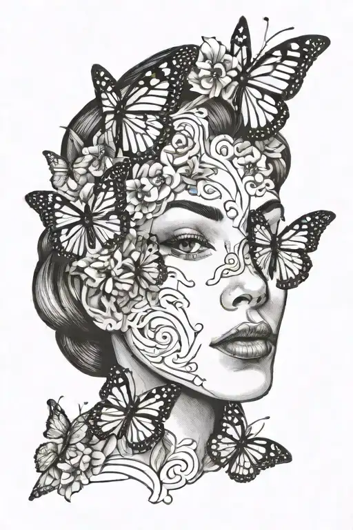 Monarch Butterfly Covering A Female Face